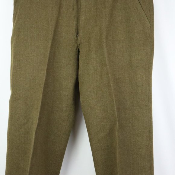 Vintage 50s Korean War Mens 31x33 1950 Wool Field Trousers 18oz Serge Green USA - Picture 4 of 14
